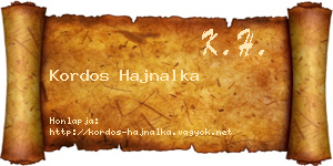 Kordos Hajnalka névjegykártya